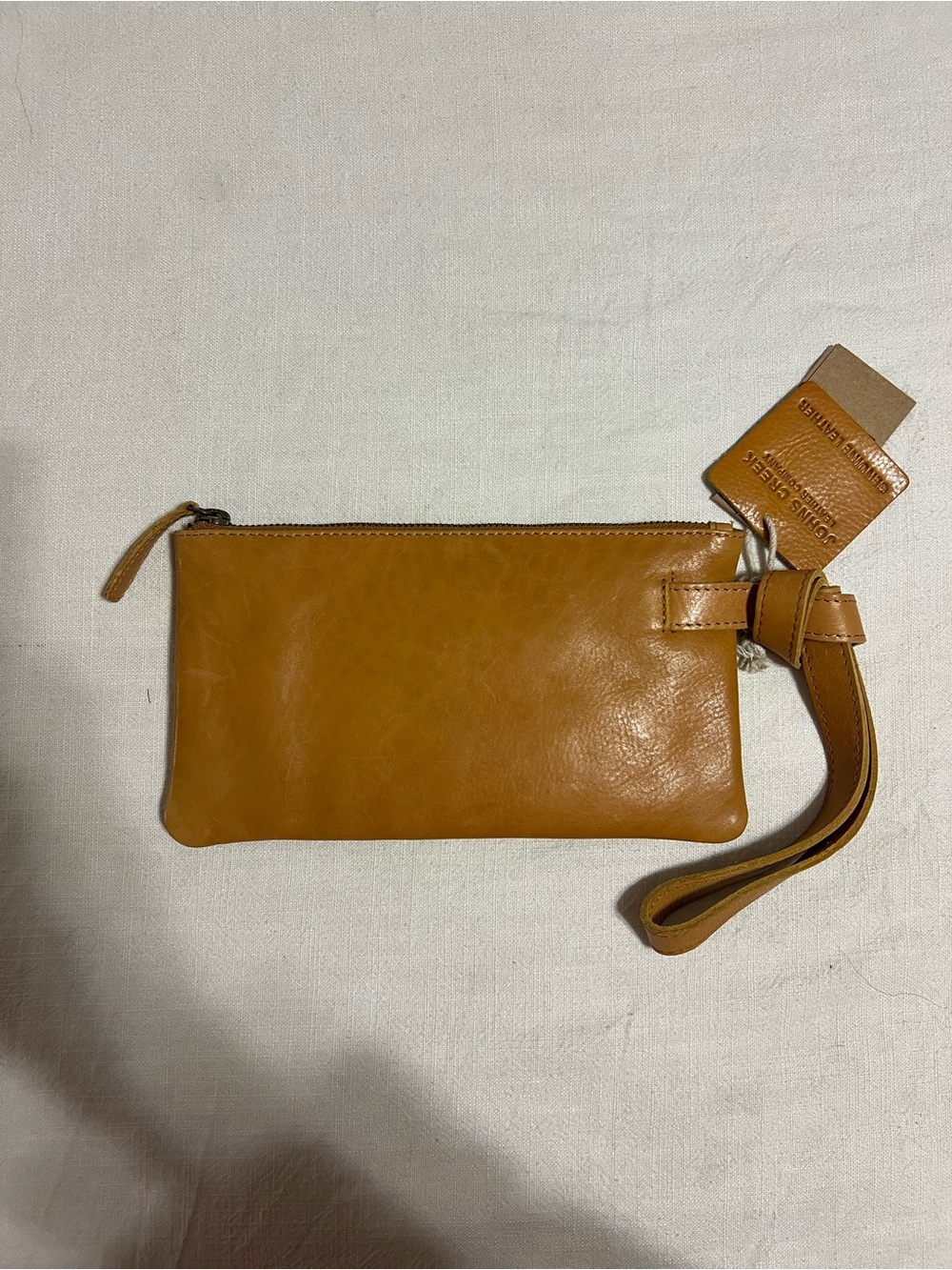 Women’s Leather Wristlet Wallet in Cognac Brown